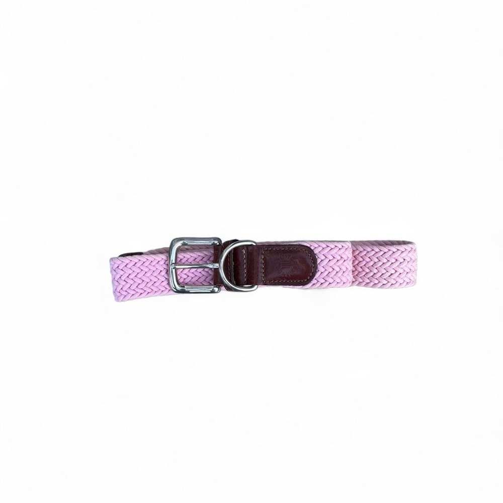 Limited Pink Woven Belt with Authentic Leather